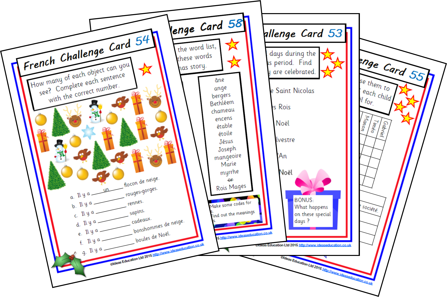 French Christmas Challenge Cards